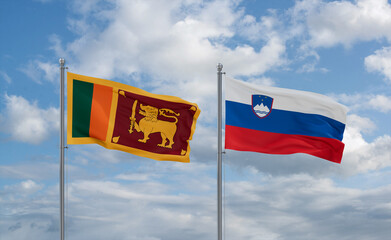 Slovenia and Sri Lanka flags, country relationship concept
