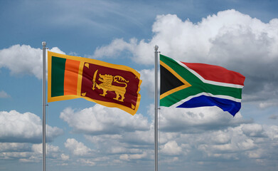 South Africa and Sri Lanka flags, country relationship concept