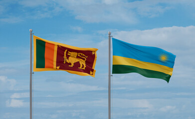Rwanda and Sri Lanka flags, country relationship concept
