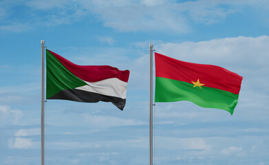 Burkina Faso and Sudan flags, country relationship concept