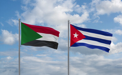 Cuba and Sudan flags, country relationship concept