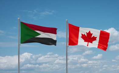 Canada and Sudan flags, country relationship concept
