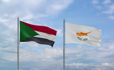 Cyprus and Sudan flags, country relationship concept