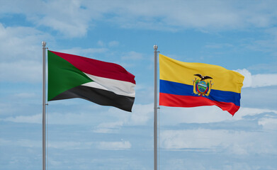 Ecuador and Sudan flags, country relationship concept