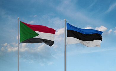 Estonia and Sudan flags, country relationship concept