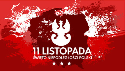 11 Listopada, Święto niepodległości Polski - baner, ilustracja wektorowa - obrazy, fototapety, plakaty