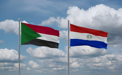 Paraguay and Sudan flags, country relationship concept