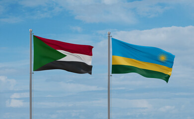 Rwanda and Sudan flags, country relationship concept