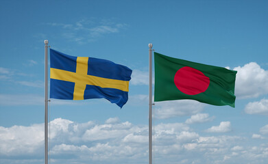 Bangladesh and Sweden flags, country relationship concept