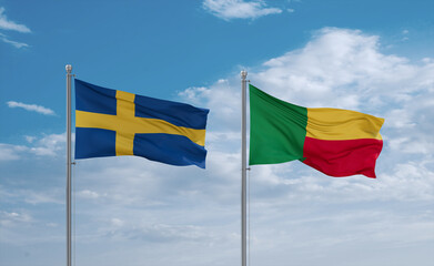 Benin and Sweden flags, country relationship concept