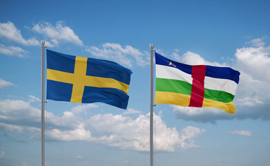Central African Republic and Sweden flags, country relationship concept