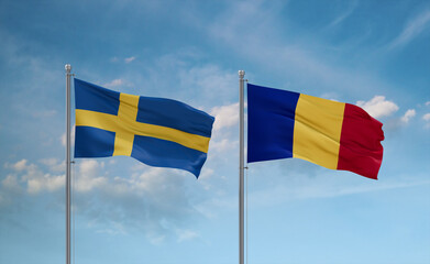 Chad and Sweden flags, country relationship concept