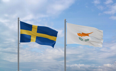 Cyprus and Sweden flags, country relationship concept