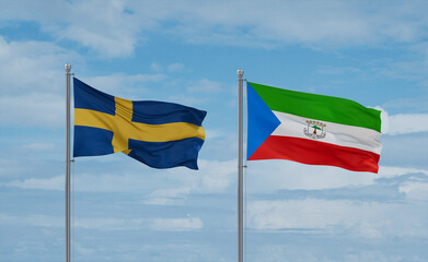 Equatorial Guinea and Sweden flags, country relationship concept