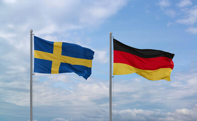 Germany and Sweden flags, country relationship concept