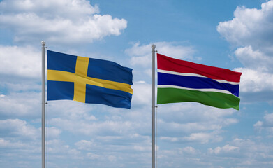 Gambia and Sweden flags, country relationship concept