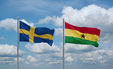 Ghana and Sweden flags, country relationship concept