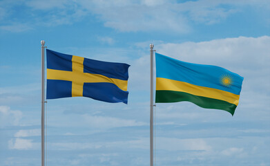 Rwanda and Sweden flags, country relationship concept