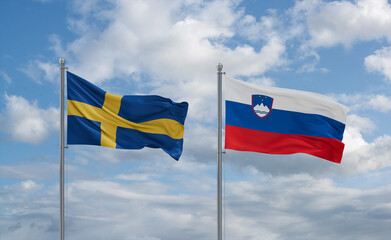 Slovenia and Sweden flags, country relationship concept