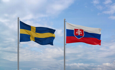 Slovakia and Sweden flags, country relationship concept