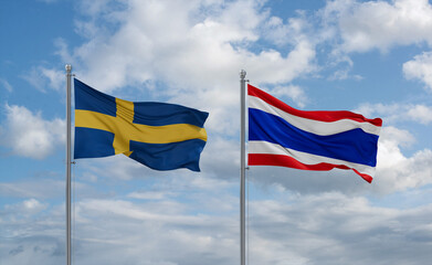 Thailand and Sweden flags, country relationship concept