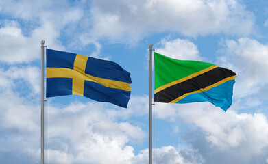 Tanzania and Sweden flags, country relationship concept