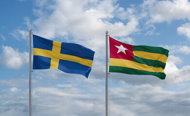 Togo and Sweden flags, country relationship concept