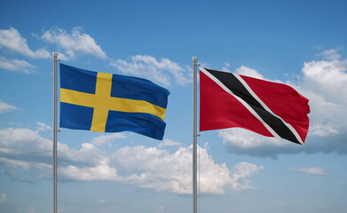 Trinidad and Tobago and Sweden flags, country relationship concept