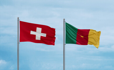 Cameroon and Switzerland flags, country relationship concept