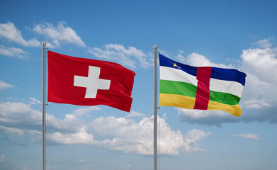 Central African Republic and Switzerland flags, country relationship concept
