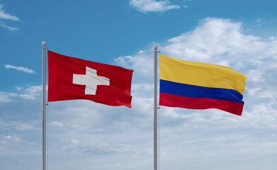 Colombia and Switzerland flags, country relationship concept