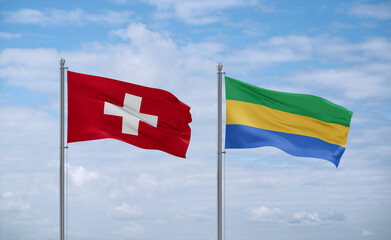 Gabon and Switzerland flags, country relationship concept