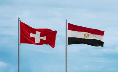 Egypt and Switzerland flags, country relationship concept