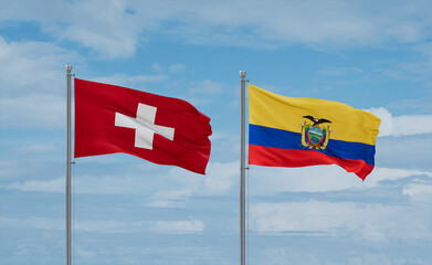 Ecuador and Switzerland flags, country relationship concept