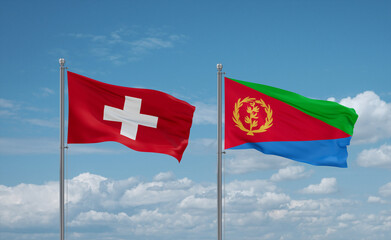 Eritrea and Switzerland flags, country relationship concept