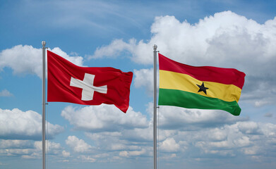 Ghana and Switzerland flags, country relationship concept