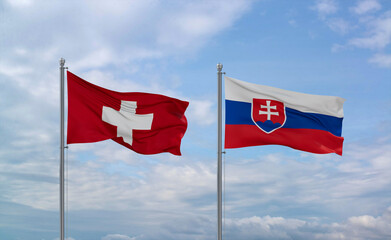 Slovakia and Switzerland flags, country relationship concept