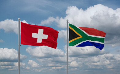 South Africa and Switzerland flags, country relationship concept