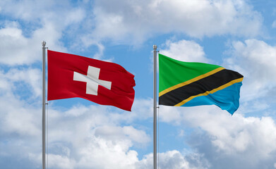 Tanzania and Switzerland flags, country relationship concept