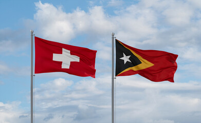 East Timor and Switzerland flags, country relationship concept