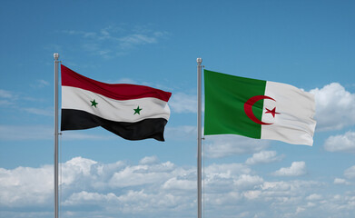 Syrian and Algeria national flags, country relationship concept