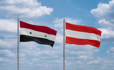 Austria and Syrian flags, country relationship concept