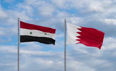 Bahrain and Syrian flags, country relationship concept