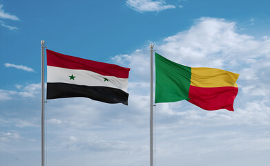 Benin and Syrian flags, country relationship concept