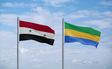 Gabon and Syrian flags, country relationship concept
