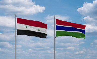 Gambia and Syrian flags, country relationship concept