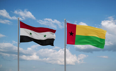 Guinea-Bissau and Syrian flags, country relationship concept