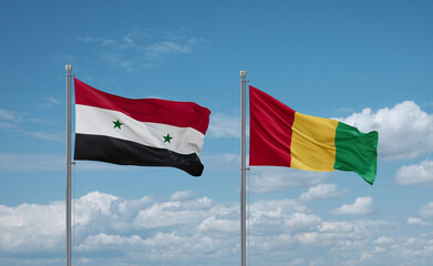 Guinea and Syrian flags, country relationship concept