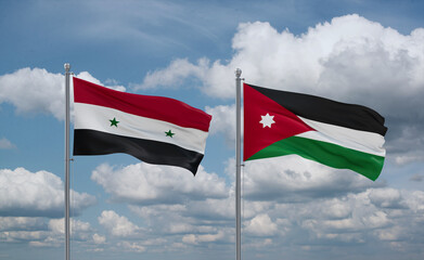 Jordan and Syrian flags, country relationship concept