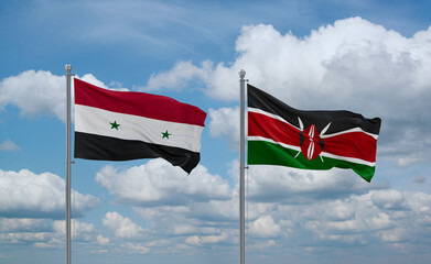 Kenya and Syrian flags, country relationship concept
